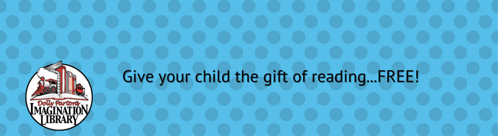 Text: Give your child the gift of reading...free!